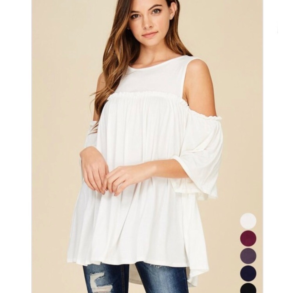 Ivory off shoulder ruffle top